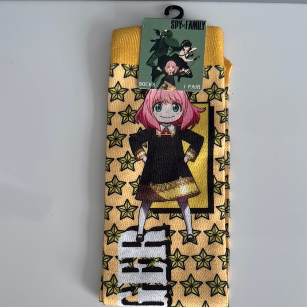 SpyxFamily Kids Socks - Yellow with Star and Character Design